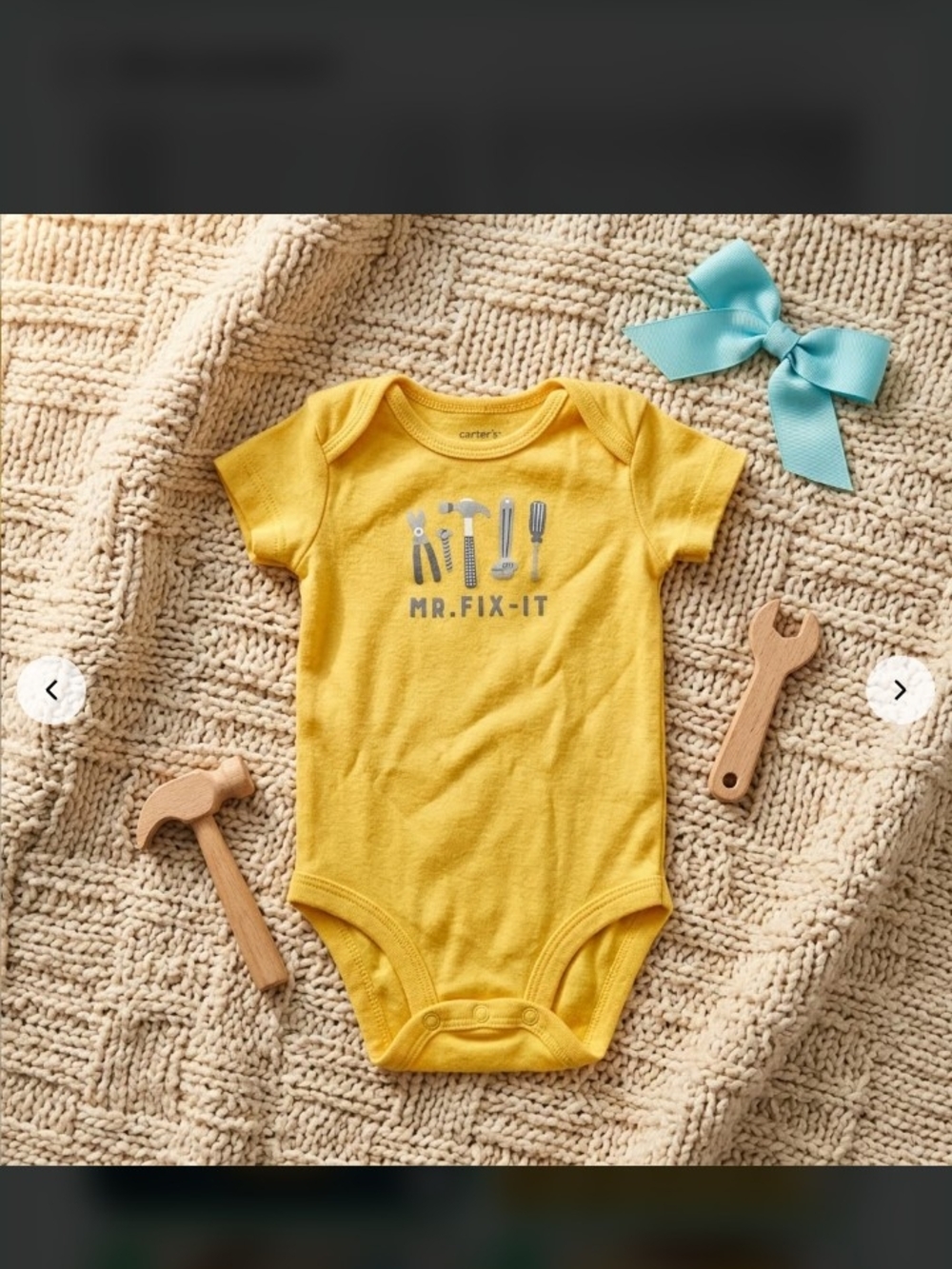 Carter's Yellow 'Mr. Fix-It' Short-Sleeve Baby One-Piece